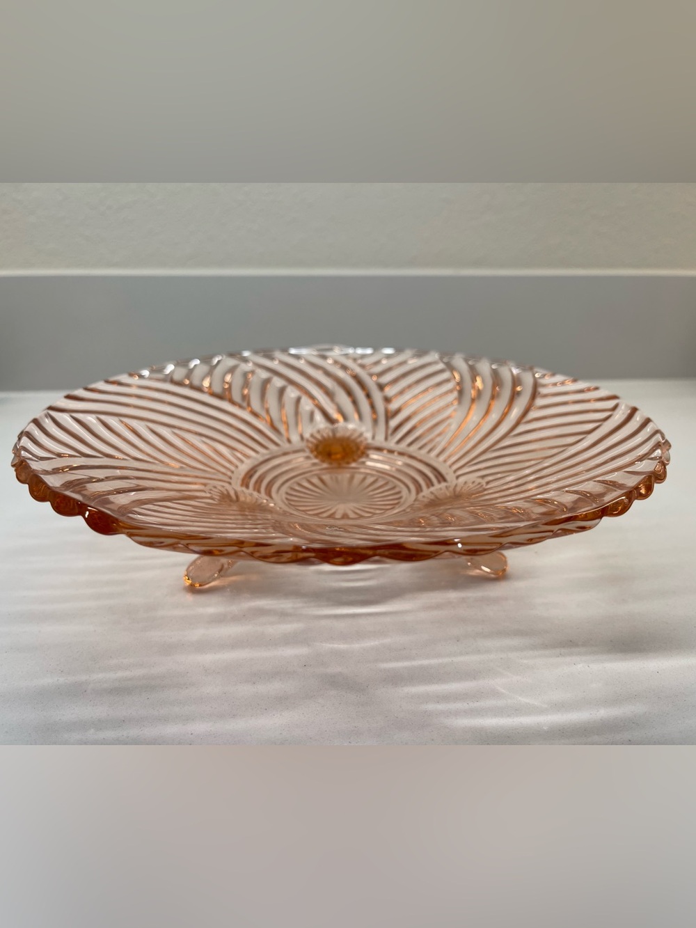 Anchor Hocking Pink Prismatic Swirl Dish